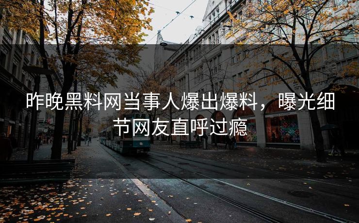 昨晚黑料网当事人爆出爆料，曝光细节网友直呼过瘾