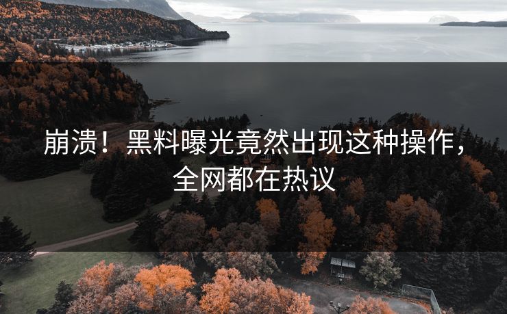 崩溃！黑料曝光竟然出现这种操作，全网都在热议
