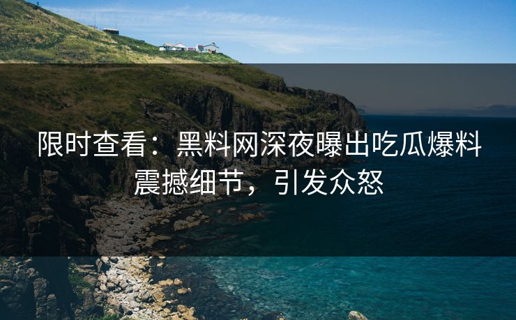限时查看：黑料网深夜曝出吃瓜爆料震撼细节，引发众怒