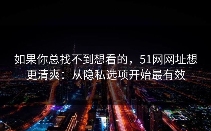 如果你总找不到想看的，51网网址想更清爽：从隐私选项开始最有效